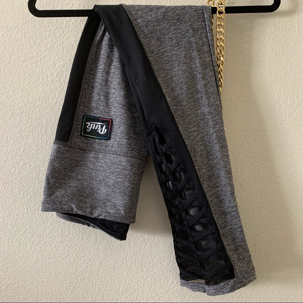 Pink Victoria’s Secret Ultimate Grey w/ Black Side Panel Workout Leggings